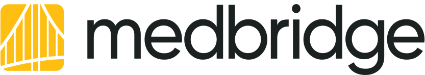 Medbridge logo with a yellow and white graphic on the left and "medbridge" in bold black letters on the right.